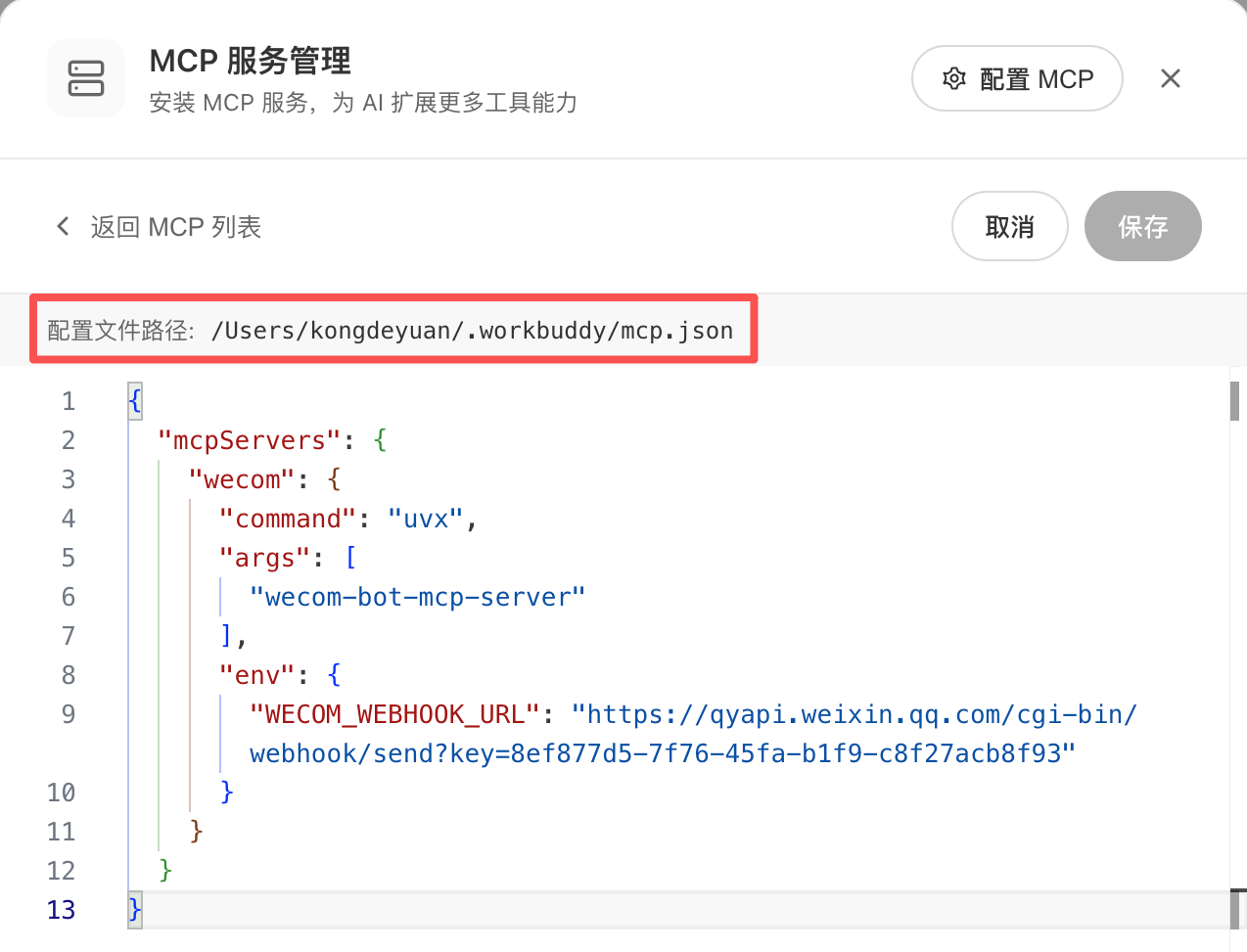 MCP 服务连接状态